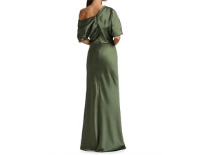 Hunter Green Silk Like Satin Draped Sheath Mother of the Bride Dresses P60