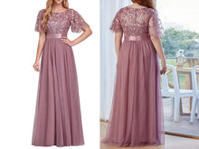 Load image into Gallery viewer, Sparkly Sequined Flutter Sleeves Long Mother of Bride Dresses
