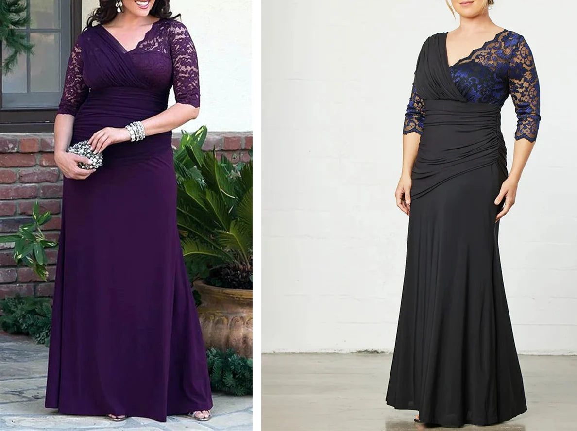 Asymmetric Ruched Mother of the Bride Dress with Drop Waist Trumpet Style