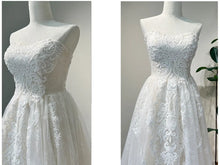 Load image into Gallery viewer, Convertible A-line Floral Lace Wedding Dress with Detachable High Neck Vest