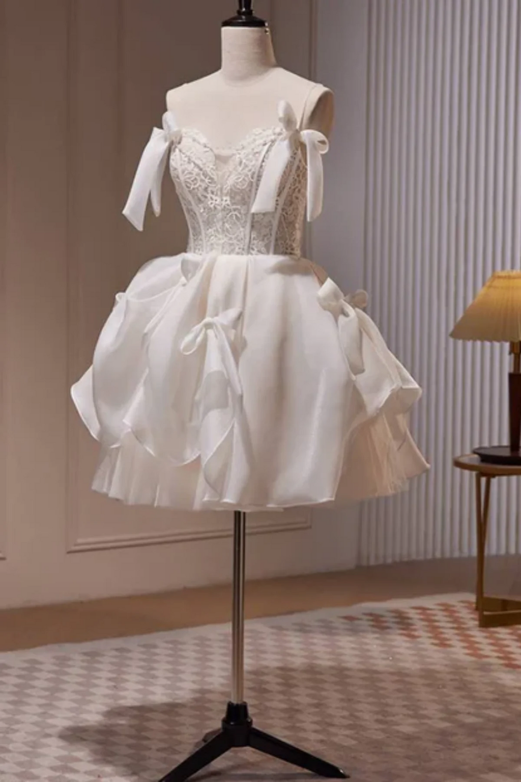 Ivory Bridal Shower Dress with Spaghetti Straps for Rehearsal Dinner