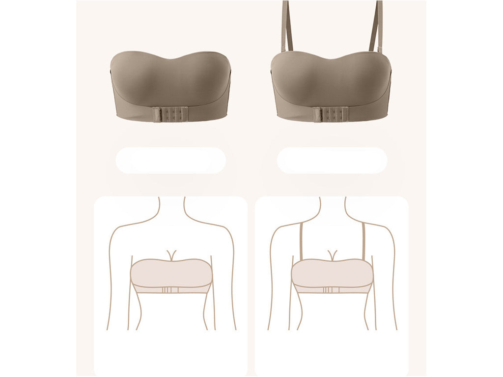 Front Buckle Strapless Push Up Bandeau Bra for Women - Non-Slip Comfort