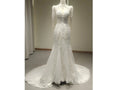 White Lace Mermaid Wedding Dress with Long Sleeves and Bedazzled Details