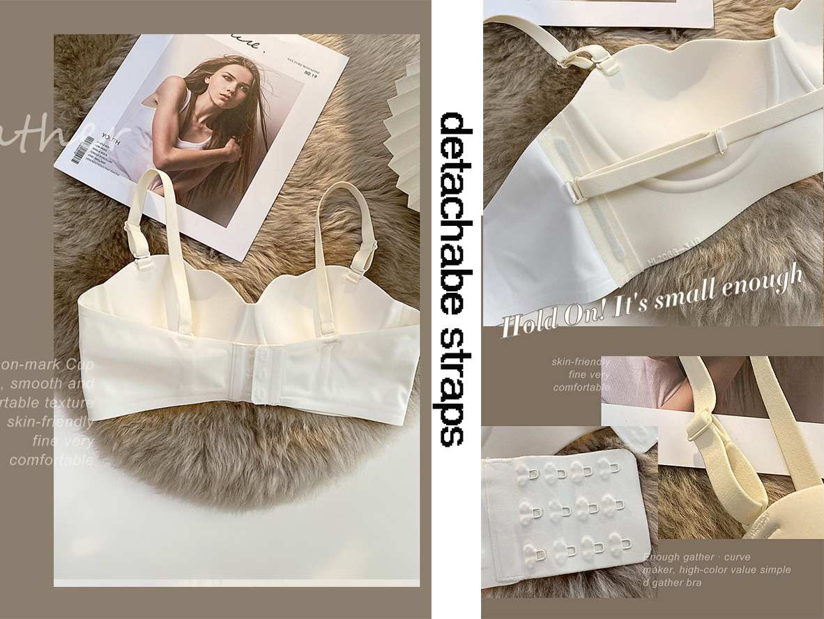 Non-Slip Strapless Bra - Gathered Tube Top Half Cup for Women