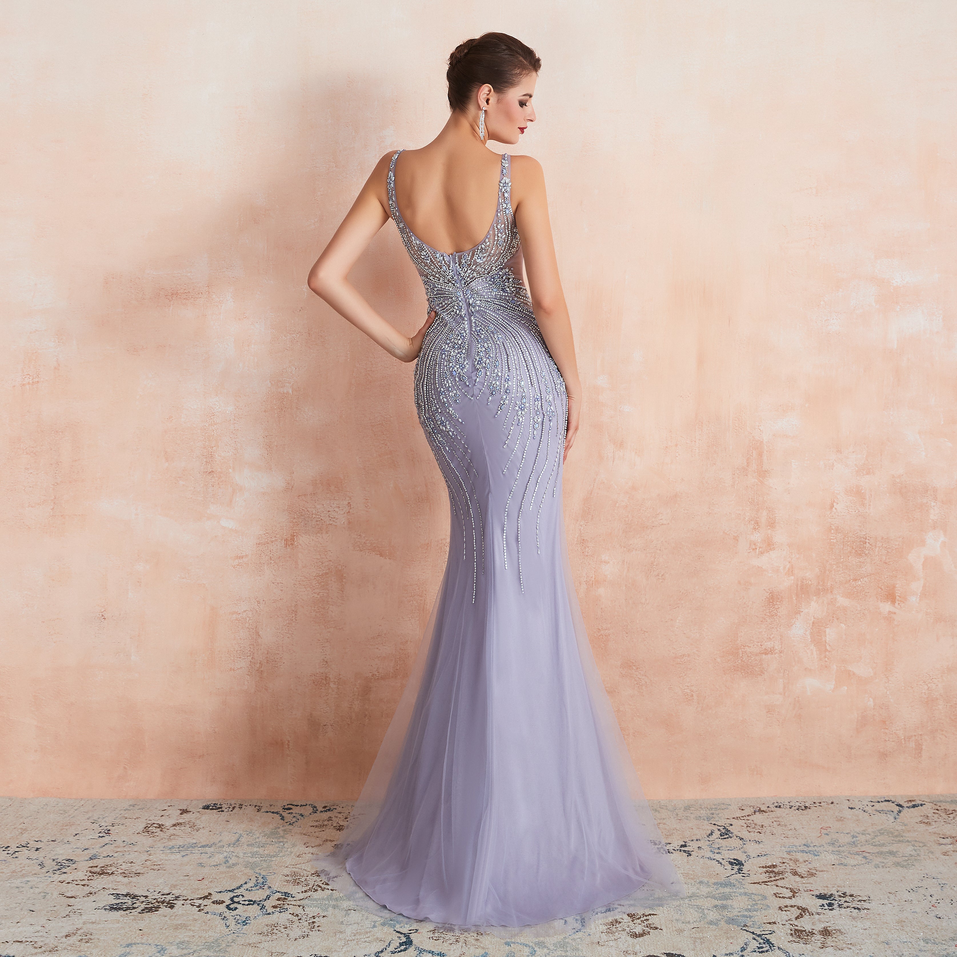 Wisteria Purple Bedazzled Mermaid Mother of The Bride Dresses - promboutiqueonline
