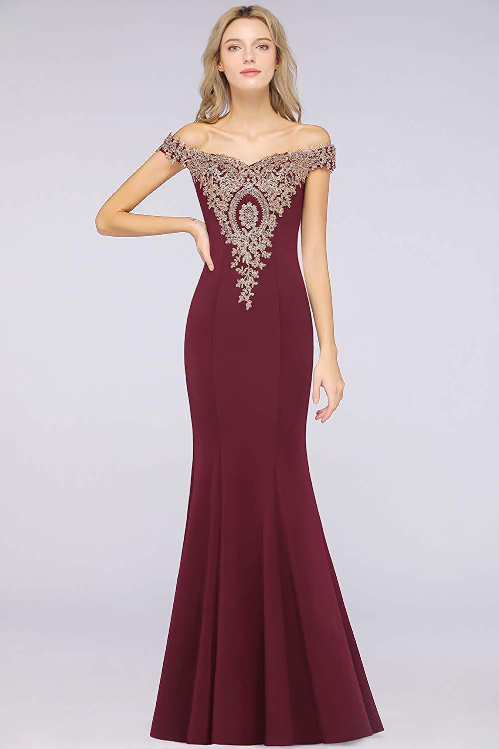 Elegant Off Shoulder Applique Mermaid Bride Mother Dresses - promboutiqueonline