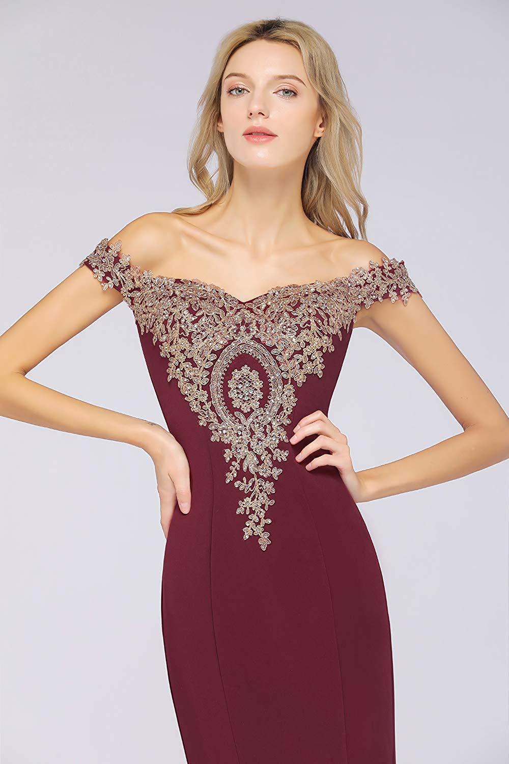 Elegant Off Shoulder Applique Mermaid Bride Mother Dresses - promboutiqueonline