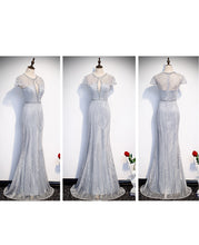 Load image into Gallery viewer, Embellished Key Hole Mother of The Bride Dreses Short Sleeves with IlluTsion Neckline