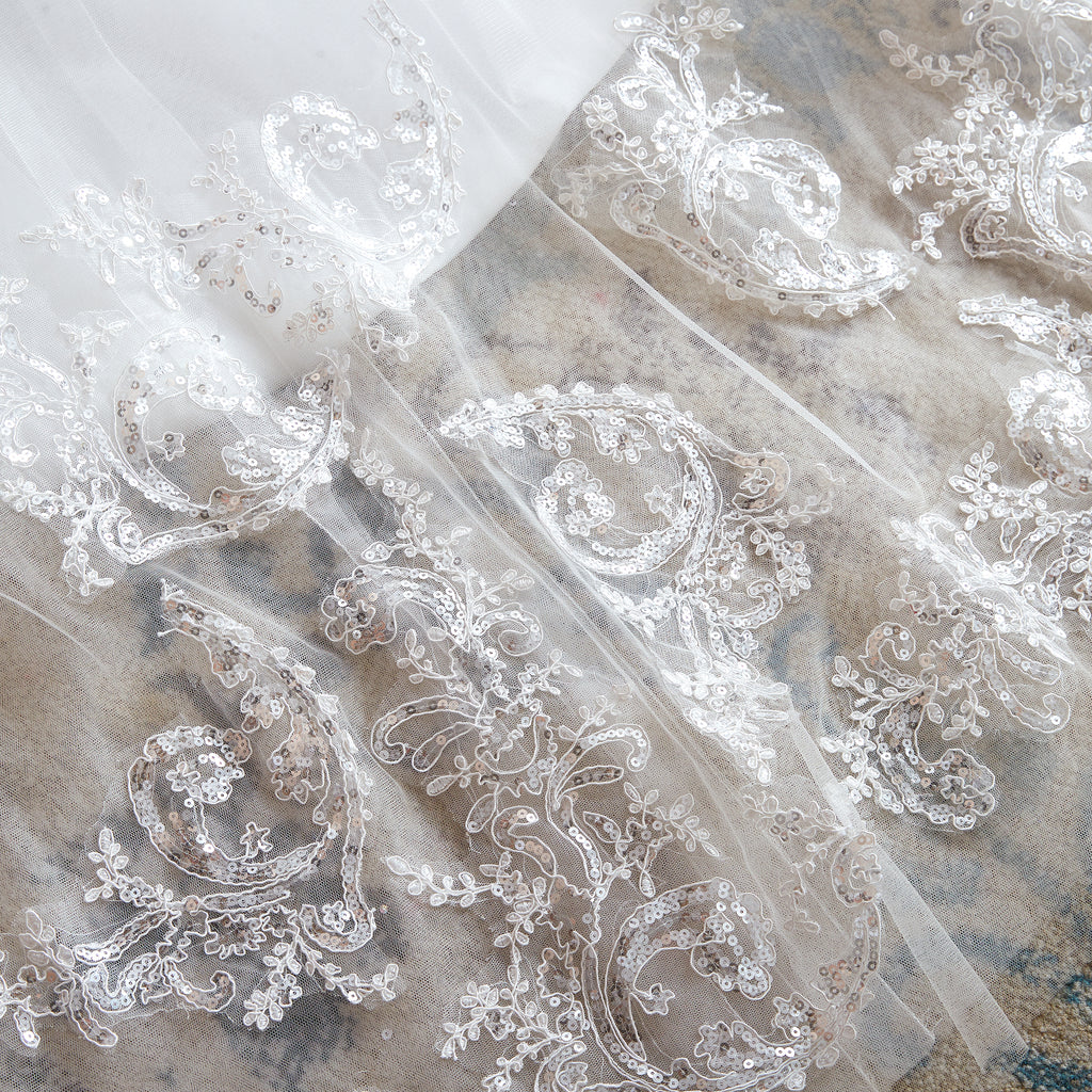 Sequin Embellishment Sheer Plunging V-neck Wedding Gowns with Train - promboutiqueonline