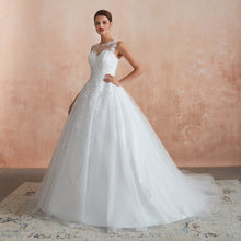Load image into Gallery viewer, Bateau Illusion Appliqued Wedding Gowns Custom Made