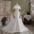 Off The Shoulder Mermaid Wedding Dresses with Layered Train - promboutiqueonline