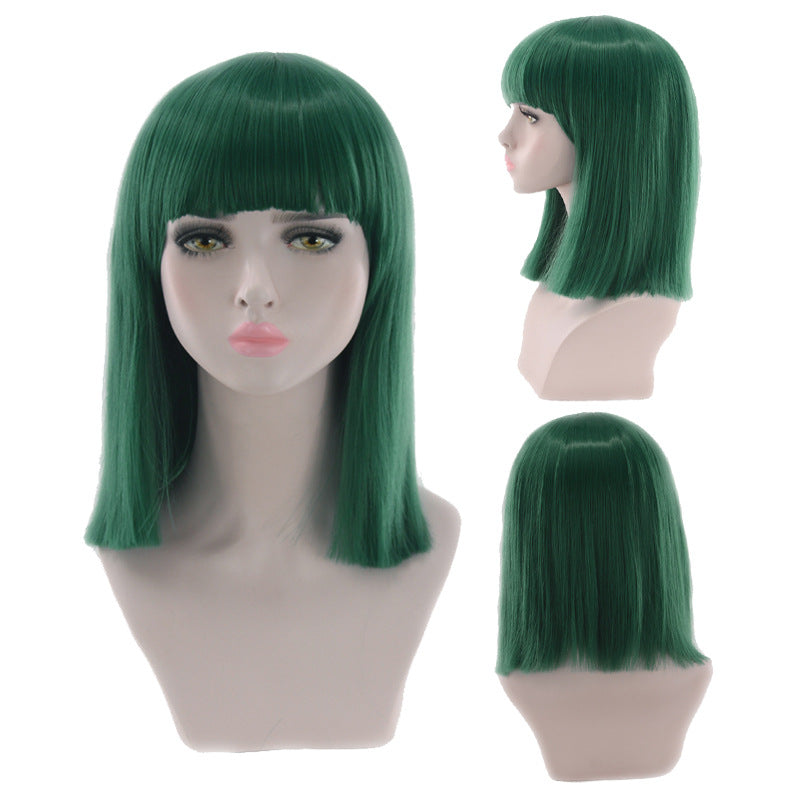 Short Straight Colored Synthetic Bob Hair Cosplay Wigs with Bangs for Women - promboutiqueonline