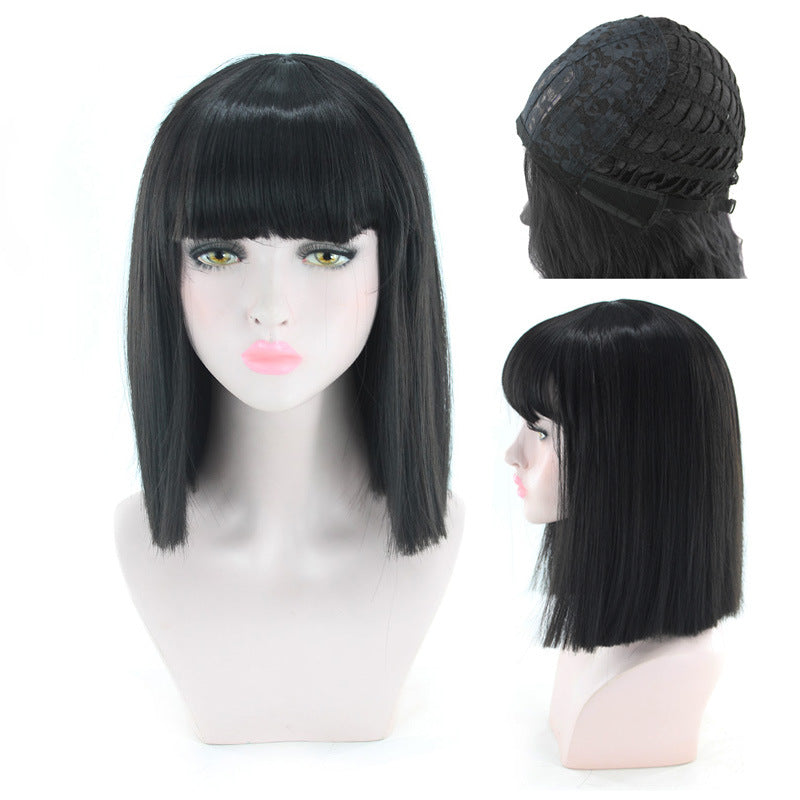 Short Straight Colored Synthetic Bob Hair Cosplay Wigs with Bangs for Women - promboutiqueonline