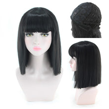 Load image into Gallery viewer, Short Straight Colored Synthetic Bob Hair Cosplay Wigs with Bangs for Women