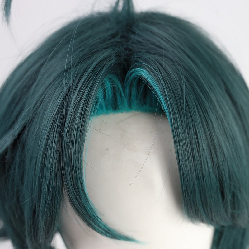 Dark Green Xiao Genshin Cosplay Short Wigs Two Colors Synthetic Fluffy Anime Costume Hairstyles - promboutiqueonline