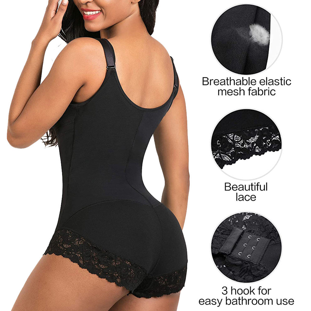 Latex Underbust Bodysuit Body Shaper with Front Zipper Tummy Control Shapewear - promboutiqueonline