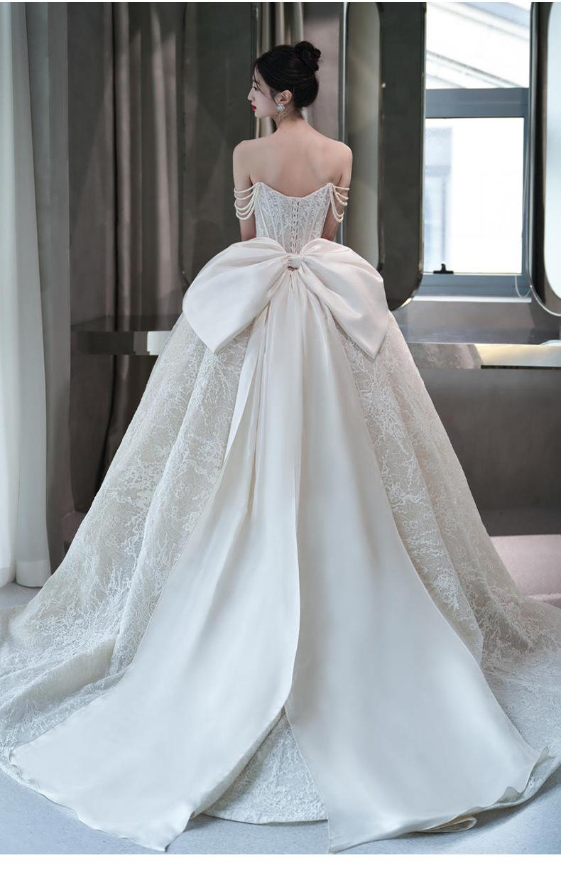Princess Sleeveless Corset Bridal Gowns Tube Lace Wedding Dresses with Big Bowknot - promboutiqueonline