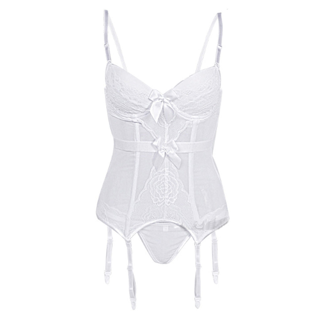 Plus Push Up Corset Vest Shapewear Bowknot Aulic Bustier with Garters - promboutiqueonline