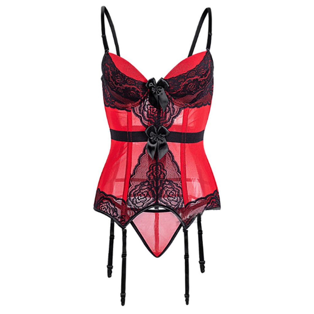 Plus Push Up Corset Vest Shapewear Bowknot Aulic Bustier with Garters - promboutiqueonline