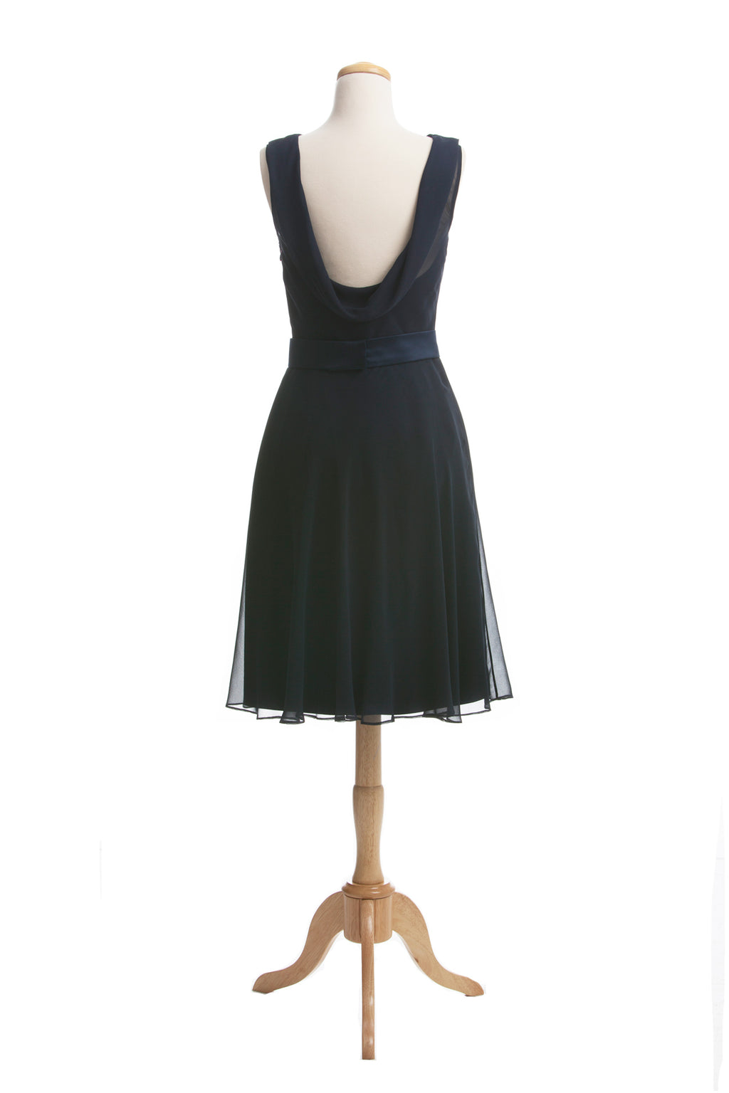 Dark Blue Short Mother of the Bride Dresses with lllusion Neckline - promboutiqueonline