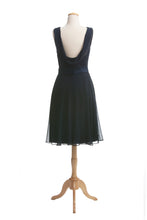 Load image into Gallery viewer, Dark Blue Short Mother of the Bride Dresses with lllusion Neckline
