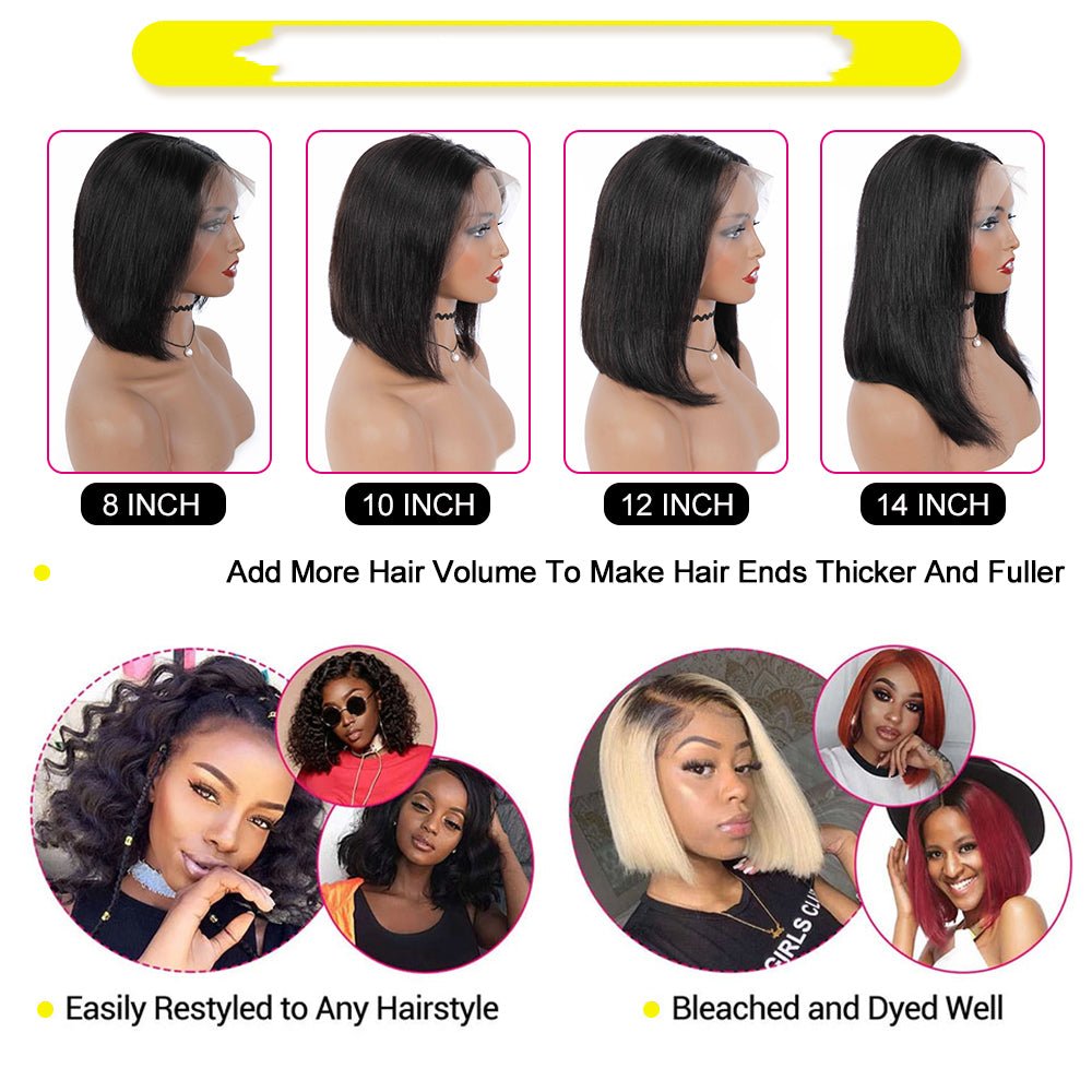 Straight Short Bob Wigs for Women Human Hair Lace Wigs with Natural Baby Hair - promboutiqueonline