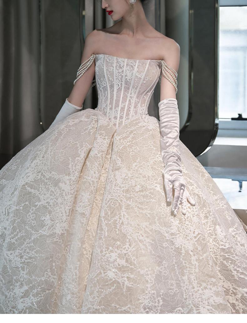 Princess Sleeveless Corset Bridal Gowns Tube Lace Wedding Dresses with Big Bowknot - promboutiqueonline