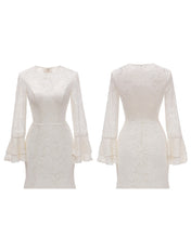 Load image into Gallery viewer, Long Sleeves Form Fitting Lace Wedding Dresses for Lawn Wedding Party