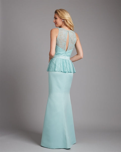Elegant Lace and Satin Pelpum Mother of the Bride Dresses Keyhole Back - promboutiqueonline