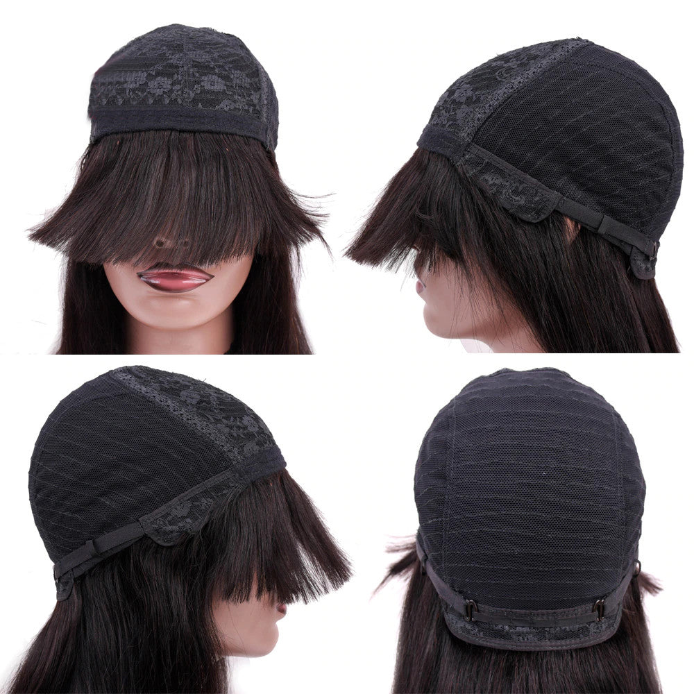 Body Wave Full Bang Human Hair Wigs Natural Loose Deep Wave Wig Body Wave No Lace Bob Wig For Black Women - promboutiqueonline
