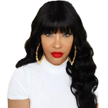 Load image into Gallery viewer, Body Wave Full Bang Human Hair Wigs Natural Loose Deep Wave Wig Body Wave No Lace Bob Wig For Black Women