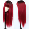 Long Straight Synthetic Hair Wig With Bangs for Women Colored Cheap Natural Look Wigs - promboutiqueonline