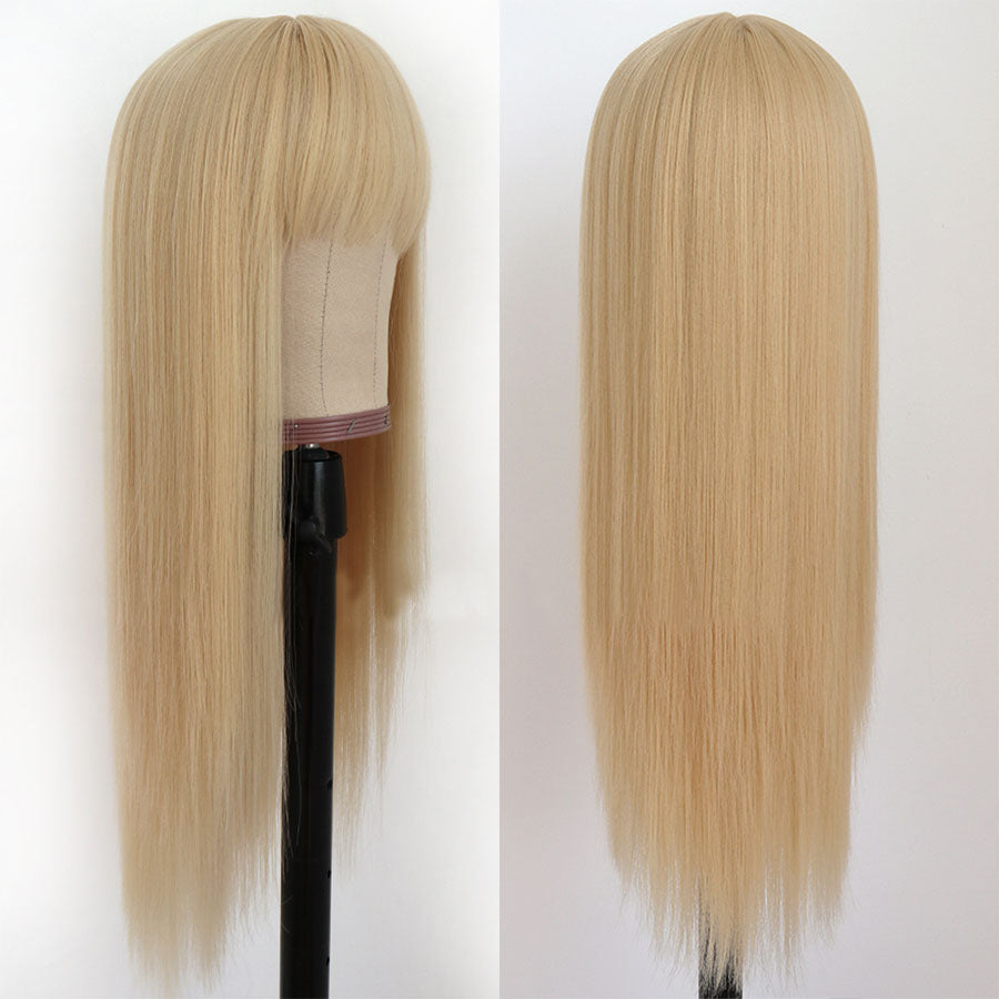 Long Straight Synthetic Hair Wig With Bangs for Women Colored Cheap Natural Look Wigs - promboutiqueonline