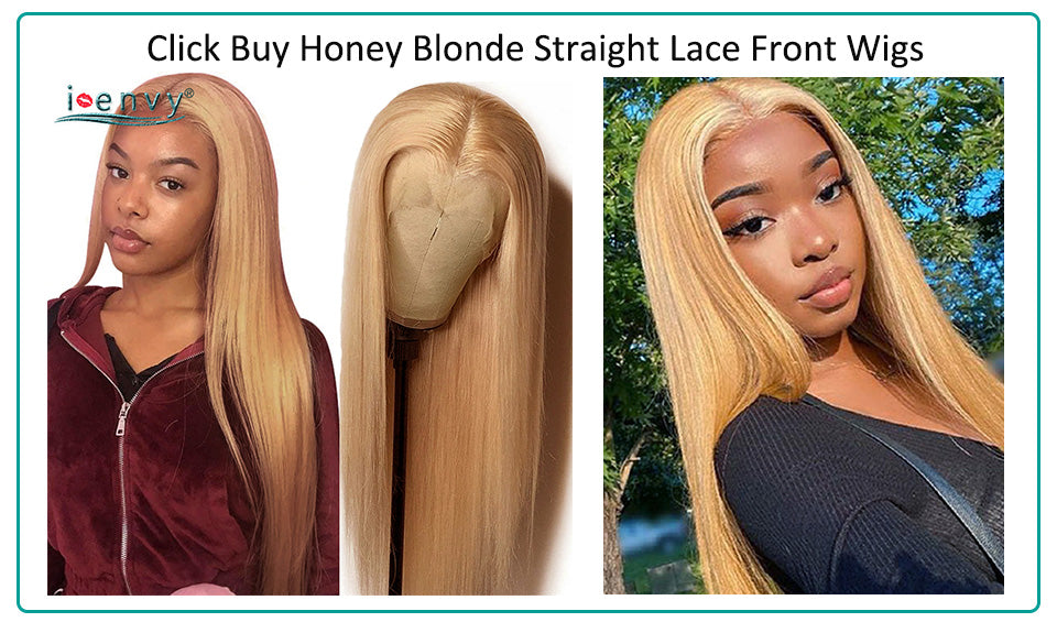 Honey Blonde Straight lace front Remy Human Hair Wig For Women with Transparent Lace - promboutiqueonline