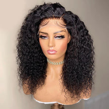 Load image into Gallery viewer, Brazilian 250 Density Black Kinky Curly Human Hair Wigs with Baby Hair 5x5 Silk Base Lace Closure Wigs For Women