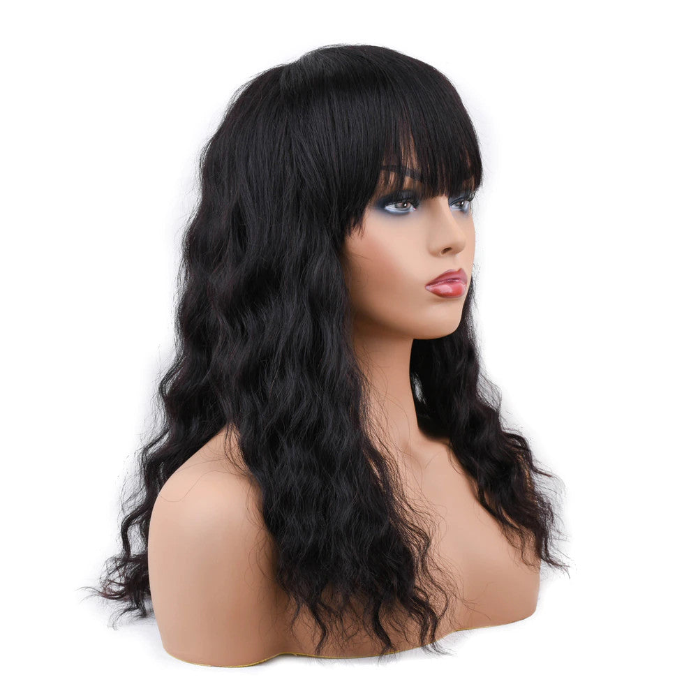 Body Wave Full Bang Human Hair Wigs Natural Loose Deep Wave Wig Body Wave No Lace Bob Wig For Black Women - promboutiqueonline