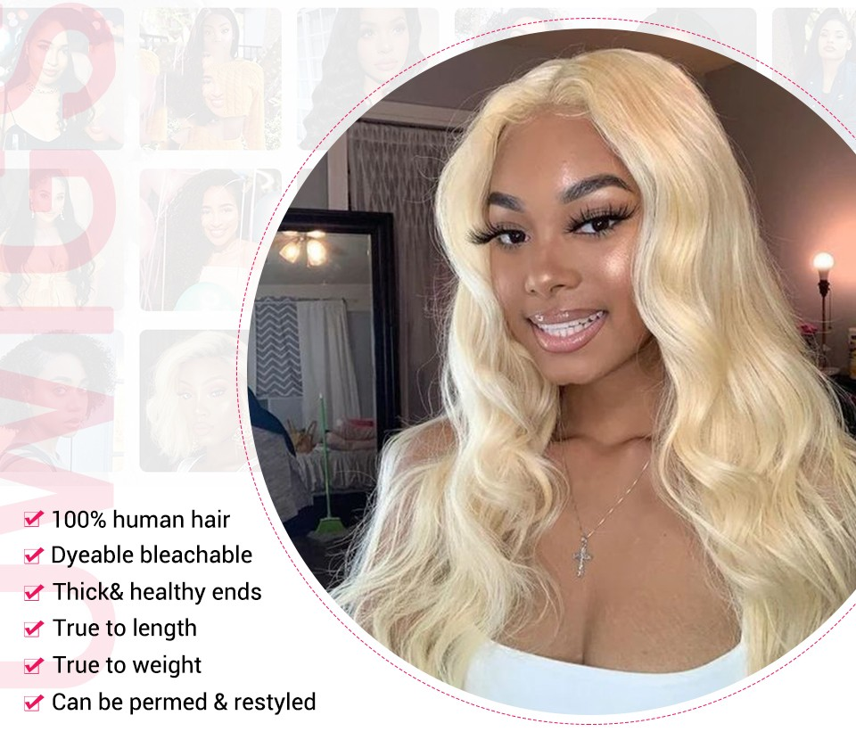 Blonde Body Wave Lace Front Wig Human Hair 30 inch Lace Wig HD Transparent Lace Frontal Wigs For Black Women - promboutiqueonline