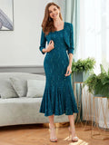 Mid-Length Peacock Lace Fit and Flare Glitter Mother of The Bride Dresses Two Pieces - promboutiqueonline