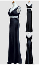 Load image into Gallery viewer, Royal Blue V-neck Satin Fit and Flare Mother of the Bride Dress