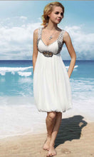Load image into Gallery viewer, Beaded Straps Empire Short Casual Beach Wedding Dresses