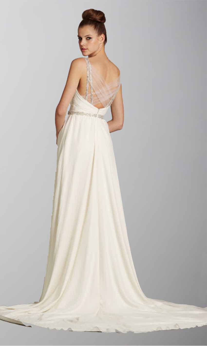 Floral Spaghetti Straps Boho Wedding Dresses with V-neckline - promboutiqueonline