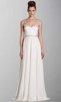 Floral Spaghetti Straps Boho Wedding Dresses with V-neckline - promboutiqueonline