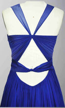 Load image into Gallery viewer, Blue Cross Strap Cut Out Long Formal Chiffon Prom Dress with Train P273