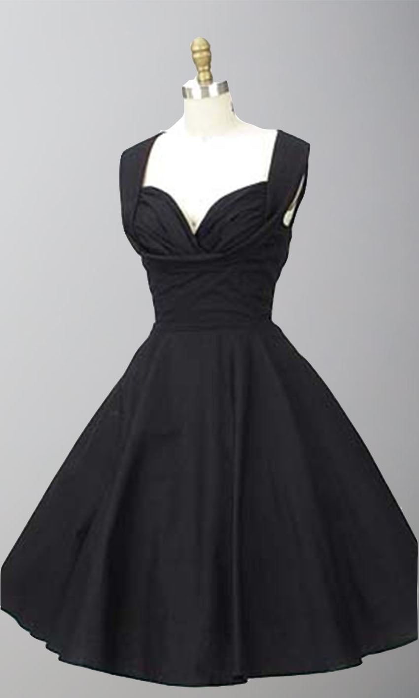 1950s Style Shelf Bust Short Bridesmaid Dresses Retro Little Black Dresses P376
