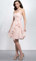 Light Pink Sweetheart Short Ruffled Bridesmaid Dresses with Bowknot Belt P390 - promboutiqueonline