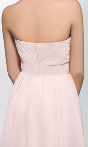 Light Pink Sweetheart Short Ruffled Bridesmaid Dresses with Bowknot Belt P390