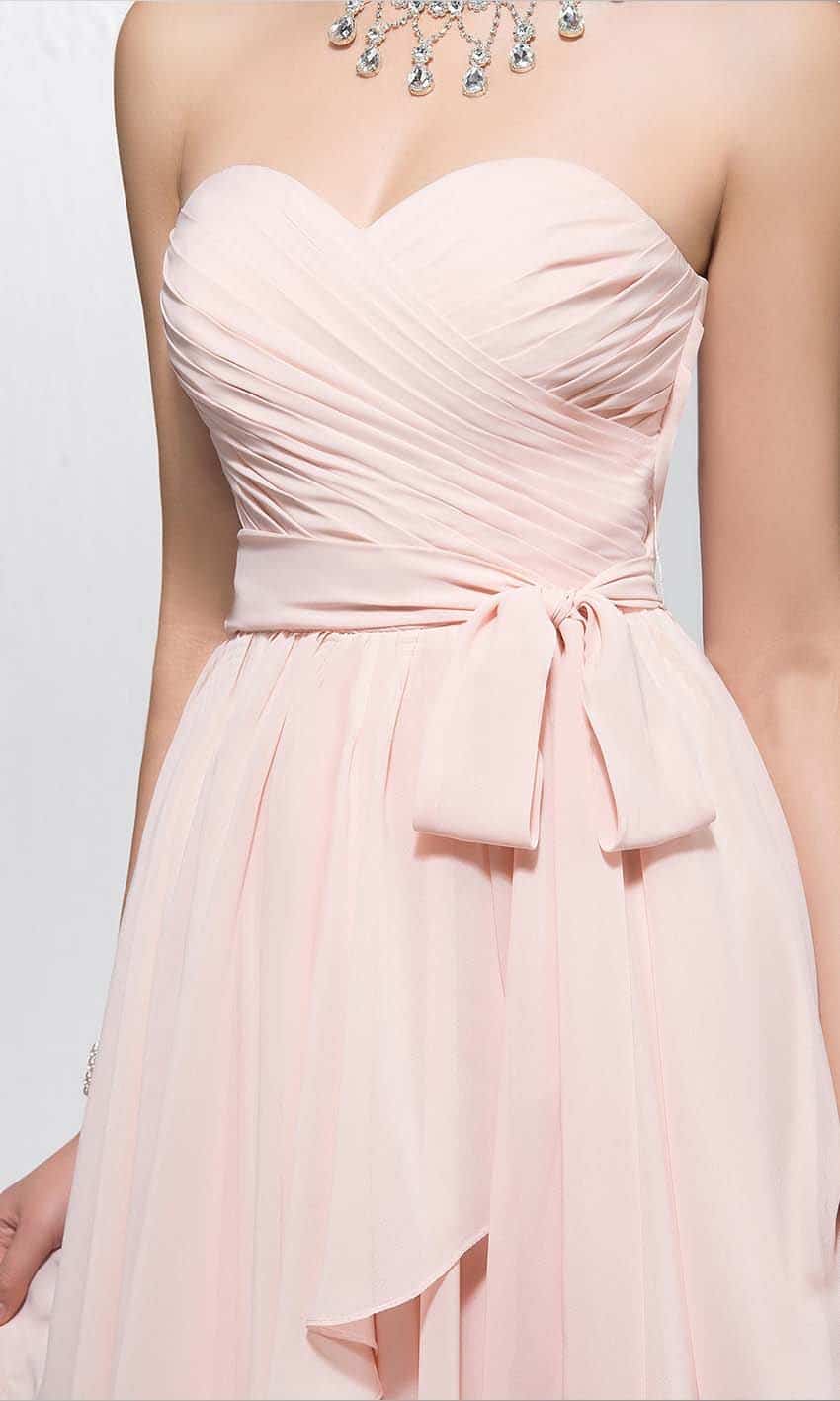 Light Pink Sweetheart Short Ruffled Bridesmaid Dresses with Bowknot Belt P390 - promboutiqueonline