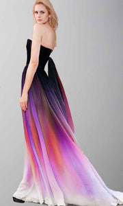 Flowy Ombre Purple Cape U Neck Long Prom Dresses P421