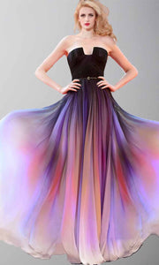Flowy Ombre Purple Cape U Neck Long Prom Dresses P421