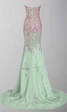 Load image into Gallery viewer, Long Green Jeweled Mermaid Prom Dresses with Sexy Slit P440